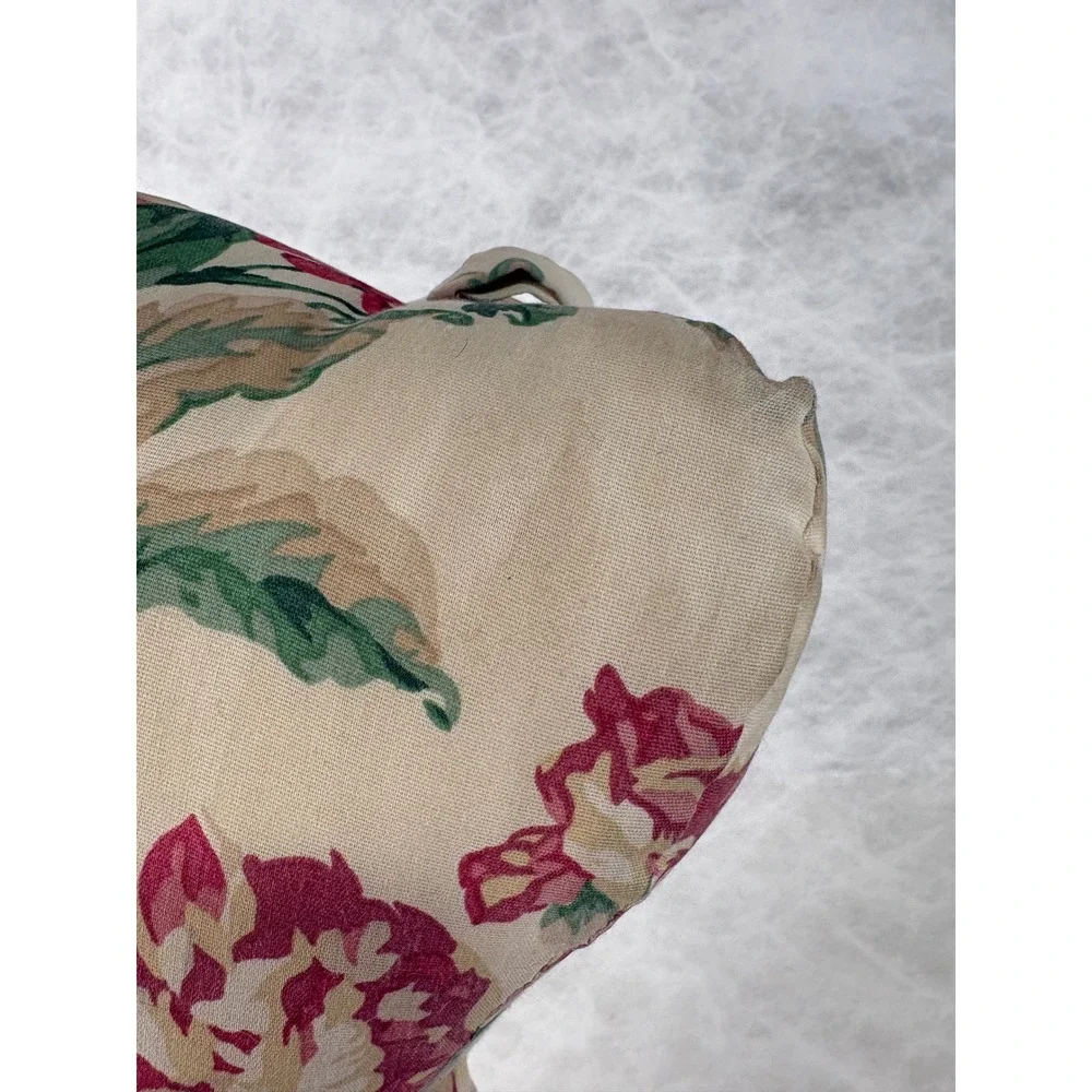 Vintage Dogbones Neckbone Pillow Floral Chintz Red Pink Peony Support Travel USA